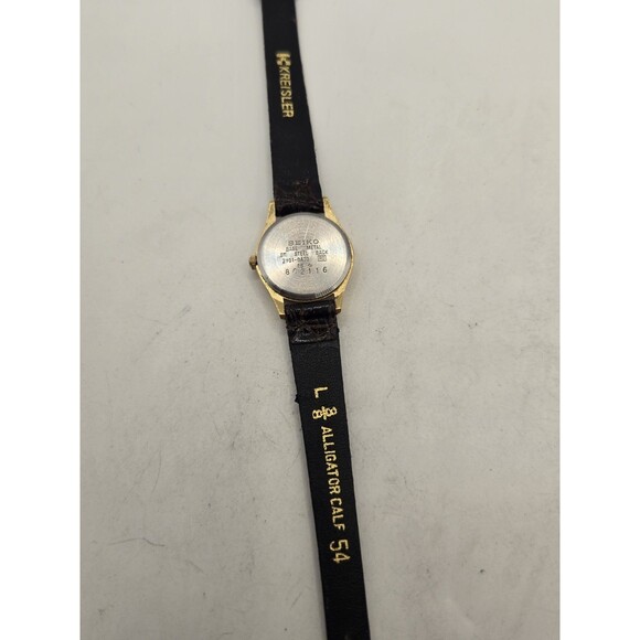 Vintage Seiko Ladies\' 20mm Gold Tone Watch. New Real Alligator Leather + Battery main image 5